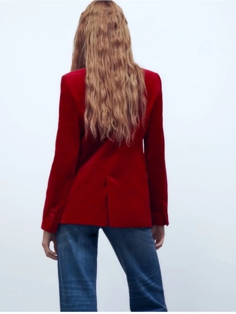 Zara Red Velvet Single-Button Tailored Blazer, NWOT, Sz M - Picture 4 of 8